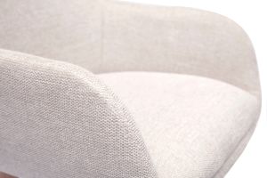 Tabourets de bar scandinaves pivotants 360° en tissu effet velours texturé beige et bois clair H65 cm (lot de 2) ALESS