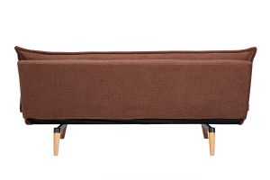 Canapé convertible 3 places en tissu chenille terre brûlée et bois clair BINGO