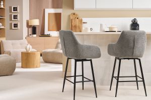 Sgabelli da bar girevoli 360° in tessuto effetto velluto grigio e metallo H65.5 cm (confezione da 2) ALESS