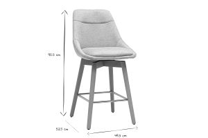 Tabourets de bar scandinaves pivotants 360° en tissu effet velours texturé gris clair et bois clair H65 cm (lot de 2) ALESS