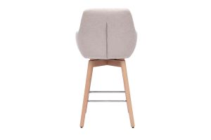 Tabourets de bar scandinaves pivotants 360° en tissu effet velours texturé beige et bois clair H65 cm (lot de 2) ALESS