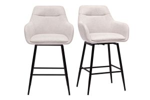 Sgabelli da bar girevoli 360° in tessuto effetto velluto beige e metallo H65.5 cm (set di 2) ALESS