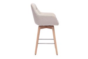 Tabourets de bar scandinaves pivotants 360° en tissu effet velours texturé beige et bois clair H65 cm (lot de 2) ALESS