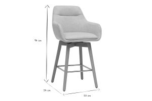 Tabourets de bar scandinaves pivotants 360° en tissu effet velours texturé beige et bois clair H65 cm (lot de 2) ALESS