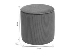 Pouf rond en velours côtelé vert kaki D40 cm PAUL