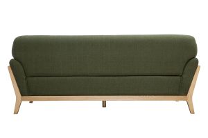 Canapé scandinave 3 places en tissu vert kaki et bois clair YOKO