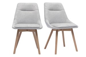 Chaises en tissu effet velours texturé gris clair et bois clair (lot de 2) ALESS