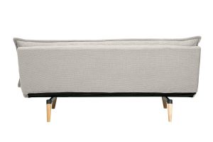 Canapé convertible 3 places en tissu chenille beige et bois clair BINGO