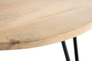 Table basse ronde bois manguier massif et métal noir D80 cm VIBES