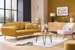 Table basse ronde bois manguier massif et métal noir D80 cm VIBES