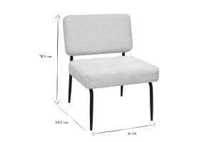 Fauteuil en tissu chenille beige et métal noir VEDANA