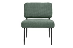 Fauteuil en tissu chenille vert kaki et métal noir VEDANA