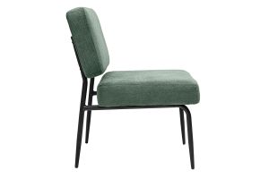 Fauteuil en tissu chenille vert kaki et métal noir VEDANA