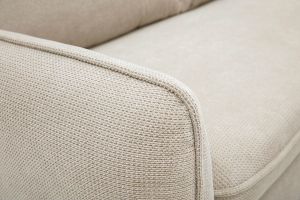 Canapé d'angle convertible réversible avec coffre 3 places en tissu chenille beige et bois clair ORSO