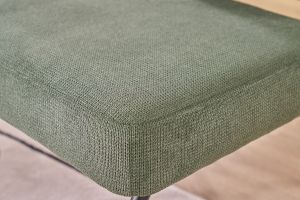 Fauteuil en tissu chenille vert kaki et métal noir VEDANA