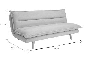 Canapé convertible 3 places en tissu chenille beige et bois clair BINGO