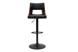 Tabouret de bar réglable vintage pivotants 360° noir et bois foncé GARBO