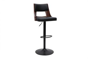 Tabouret de bar réglable vintage pivotants 360° noir et bois foncé GARBO
