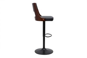 Tabouret de bar réglable vintage pivotants 360° noir et bois foncé GARBO