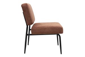 Fauteuil en tissu chenille terre brûlée et métal noir VEDANA