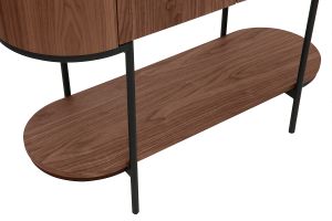 Console design avec tiroirs en bois foncé noyer et métal noir L110 cm SKYE