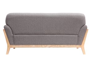 Canapé scandinave 2 places en tissu gris et bois clair YOKO