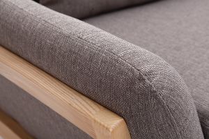 Canapé scandinave 2 places en tissu gris et bois clair YOKO