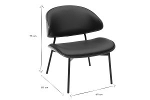 Fauteuil noir, bois foncé et métal noir FABULO