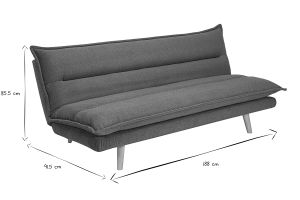Canapé convertible 3 places en tissu chenille terre brûlée et bois clair BINGO