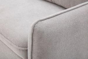 Canapé d'angle convertible réversible avec coffre 3 places en tissu chenille gris et bois clair ORSO