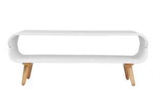 Table basse rectangulaire scandinave blanc et bois clair L118 cm TAKLA