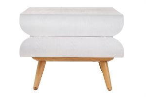 Table basse rectangulaire scandinave blanc et bois clair L118 cm TAKLA