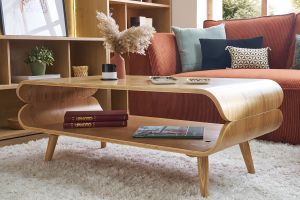 Table basse rectangulaire scandinave bois clair L118 cm TAKLA