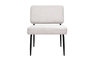 Fauteuil en tissu chenille beige et métal noir VEDANA