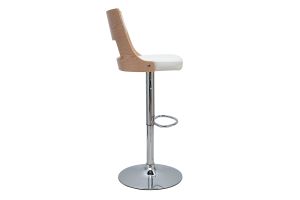 Tabouret de bar réglable pivotants 360° blanc et bois clair GARBO