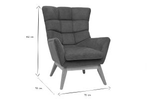 Fauteuil scandinave en tissu chenille bleu canard et bois clair BRODY