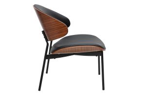 Fauteuil noir, bois foncé et métal noir FABULO