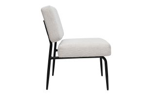Fauteuil en tissu chenille beige et métal noir VEDANA