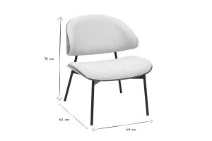 Fauteuil en tissu effet velours texturé beige, bois foncé et métal noir FABULO
