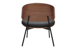 Fauteuil noir, bois foncé et métal noir FABULO