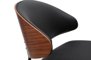 Fauteuil noir, bois foncé et métal noir FABULO