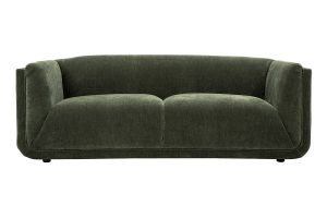 Canapé design 3 places en tissu effet velours vert kaki HOSBO
