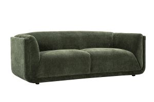 Canapé design 3 places en tissu effet velours vert kaki HOSBO