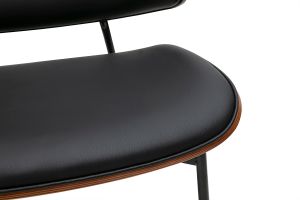 Fauteuil noir, bois foncé et métal noir FABULO
