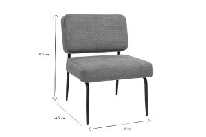 Fauteuil en tissu chenille vert kaki et métal noir VEDANA