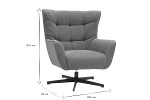 Fauteuil scandinave pivotant en tissu effet velours texturé terre brûlée et métal AVERY