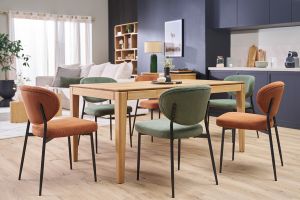 Chaises en tissu velours côtelé vert kaki et métal noir (lot de 2) BREKA