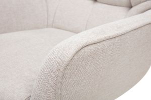 Fauteuil scandinave pivotant en tissu effet velours texturé beige et métal AVERY