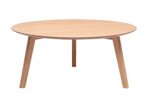 Table basse ronde scandinave bois clair chêne D90 cm ORKAD