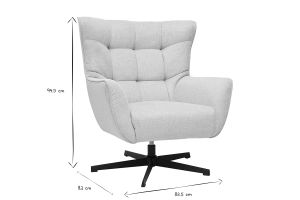 Fauteuil scandinave pivotant en tissu effet velours texturé beige et métal AVERY